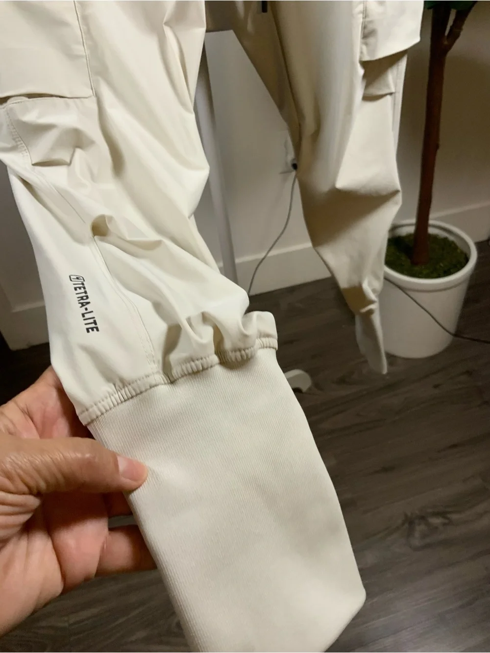 ASRV Cream Cargo Joggers with Black Accents